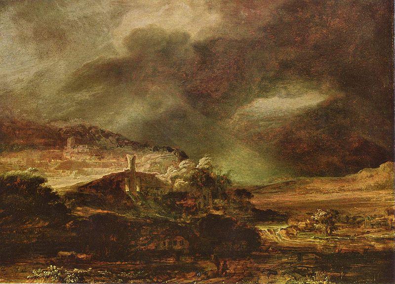 Rembrandt Peale Stadt auf einem Hogel bei sturmischem Wetter China oil painting art